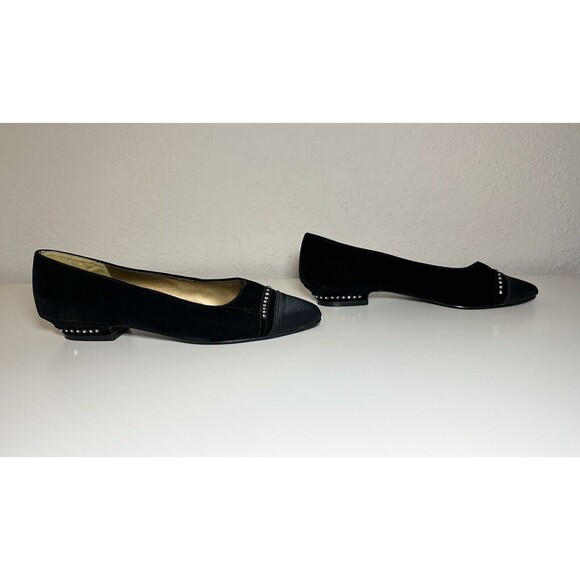 *RARE* Anna Black Suede Rhinestone Kitten Heel Pumps Women's SIZE 7.5 - Picture 4 of 9